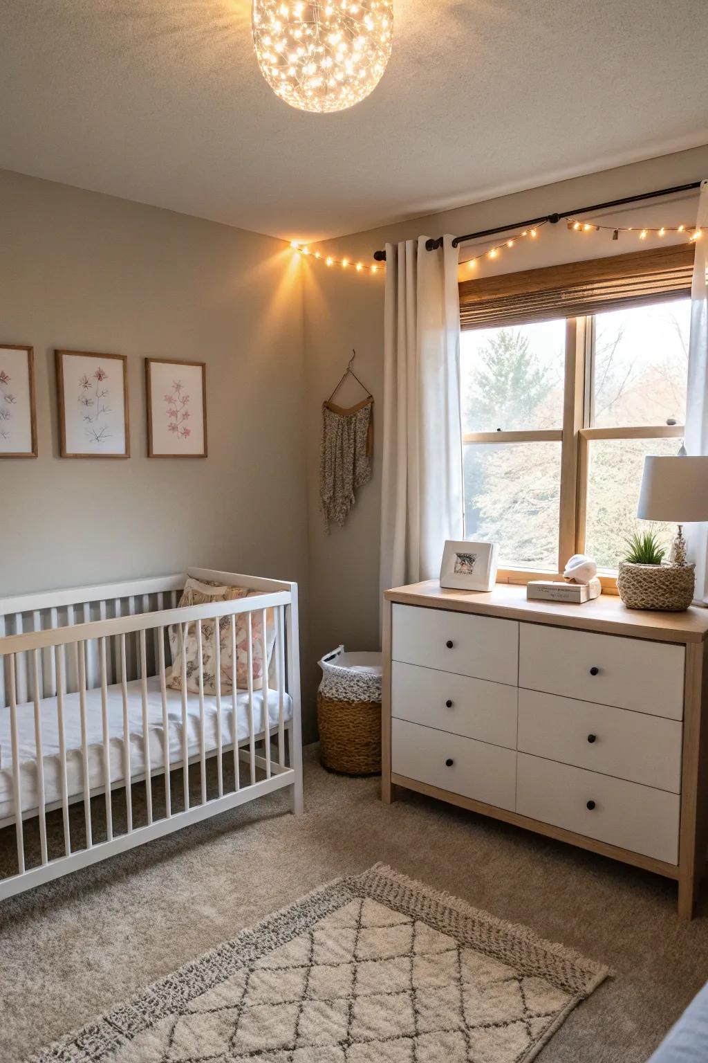 Uncomplicated furniture sets a calm and orderly tone for a nursery.