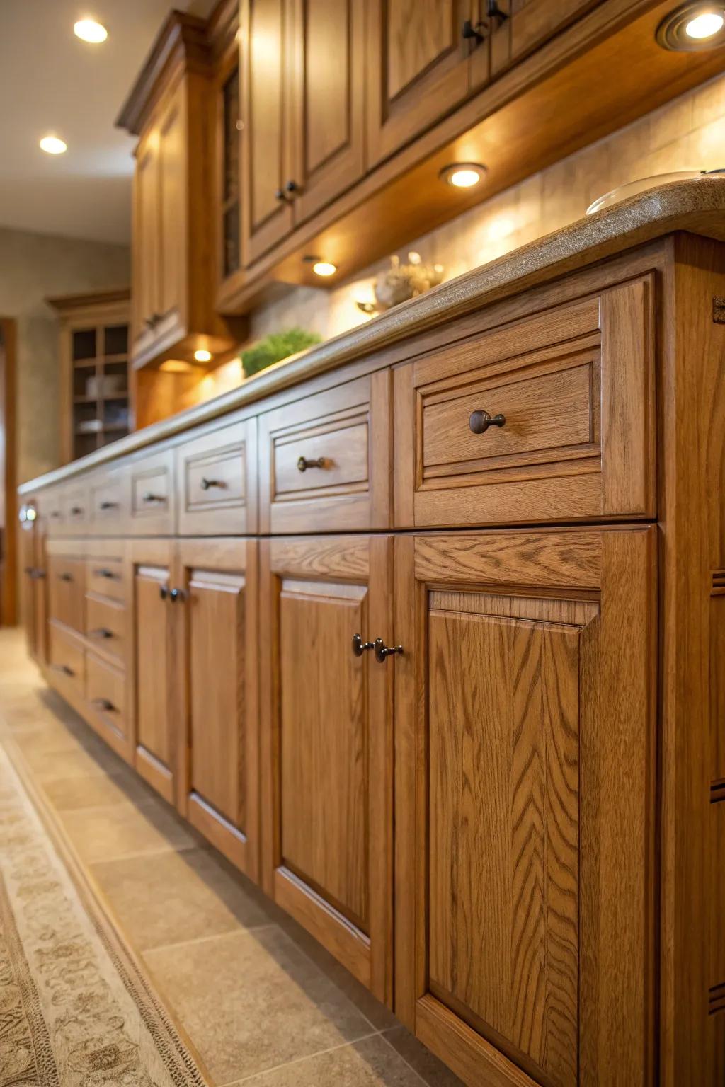 Showcase the inherent beauty of oak with light coatings that highlight its grains.