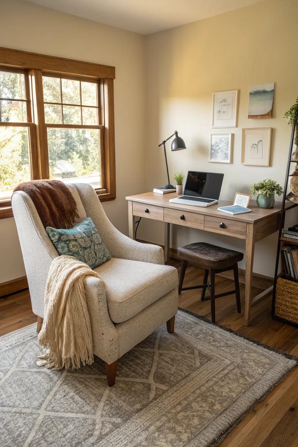 A flexible workspace combining productivity with leisure.