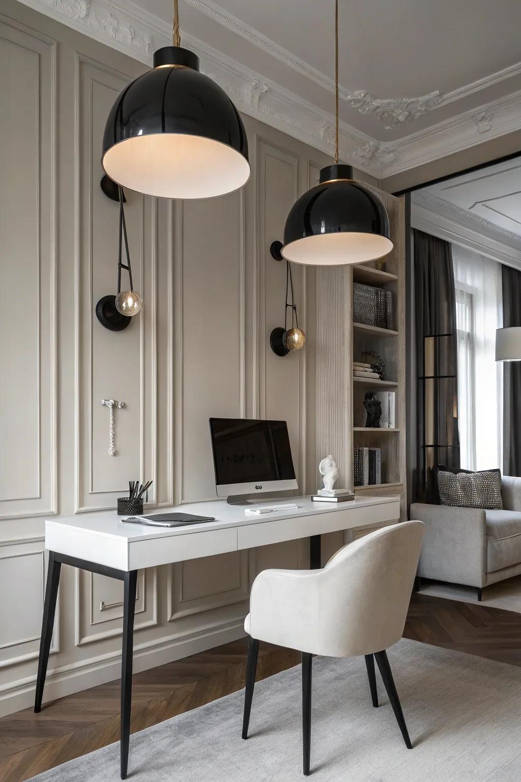 Opt for clean-lined pendant lights to achieve a modern minimalist look.