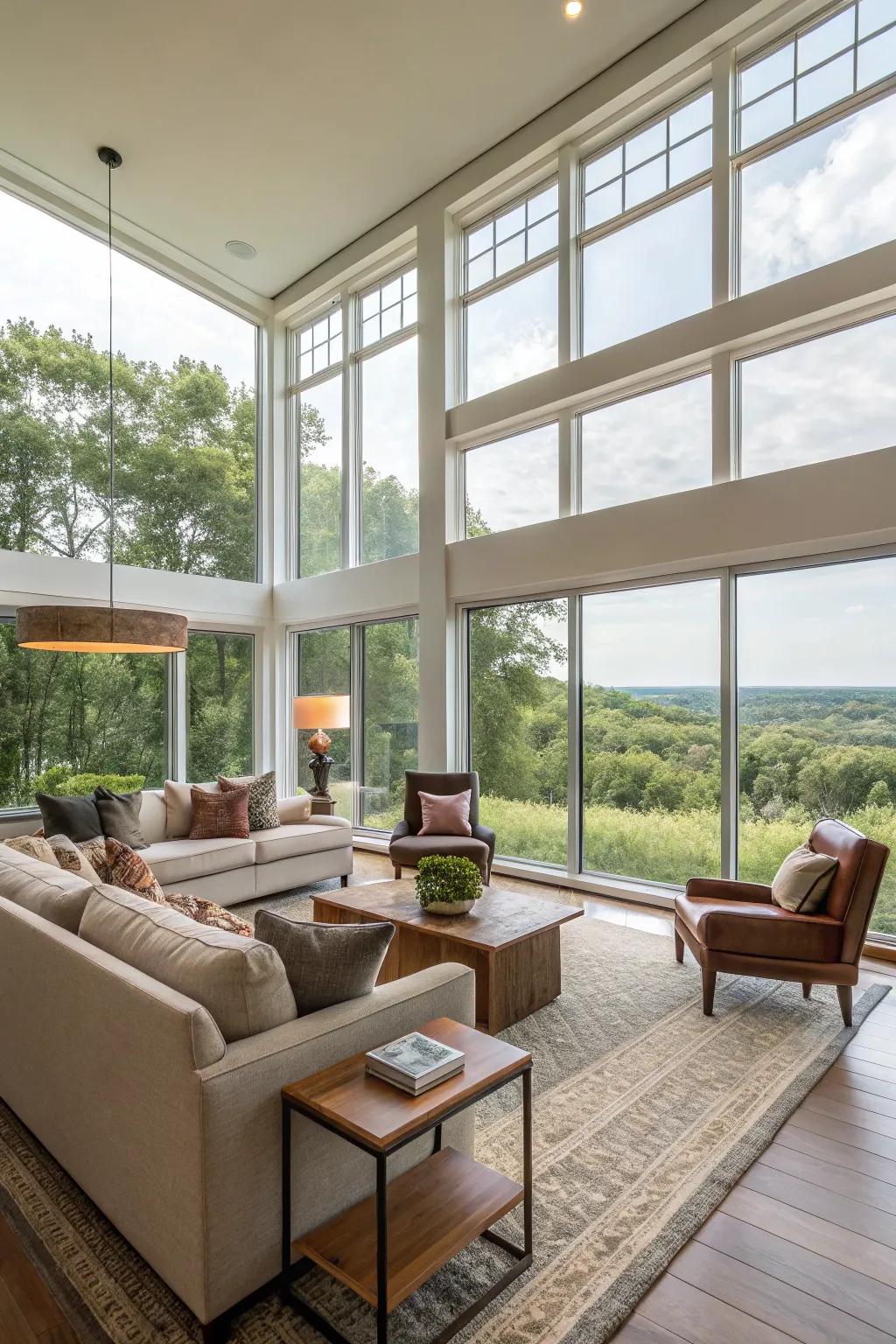Natural light enriches the spaciousness and coziness of this living area.