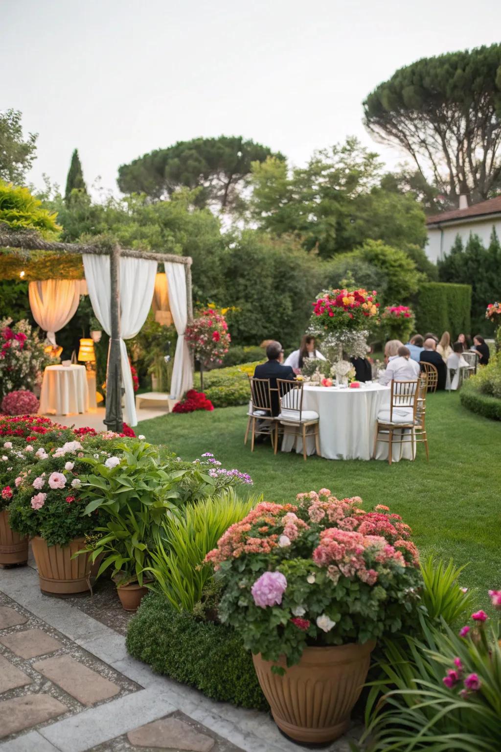 A garden party theme brings the peace of nature to your open house.