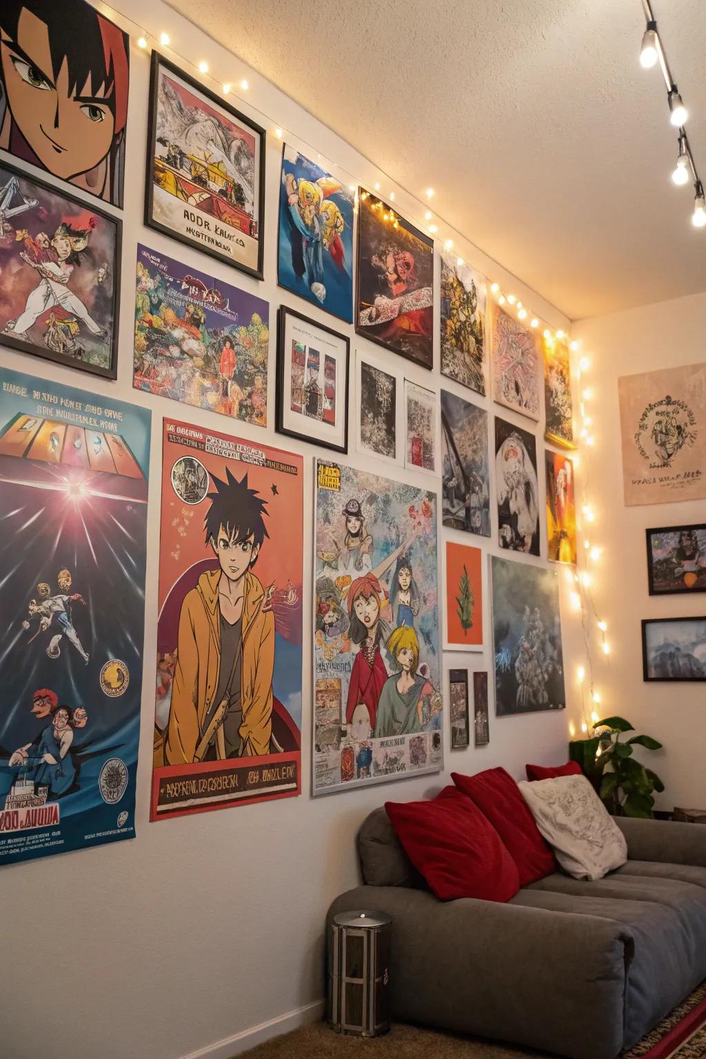 Establish an anime art display on your walls for everyday motivation.