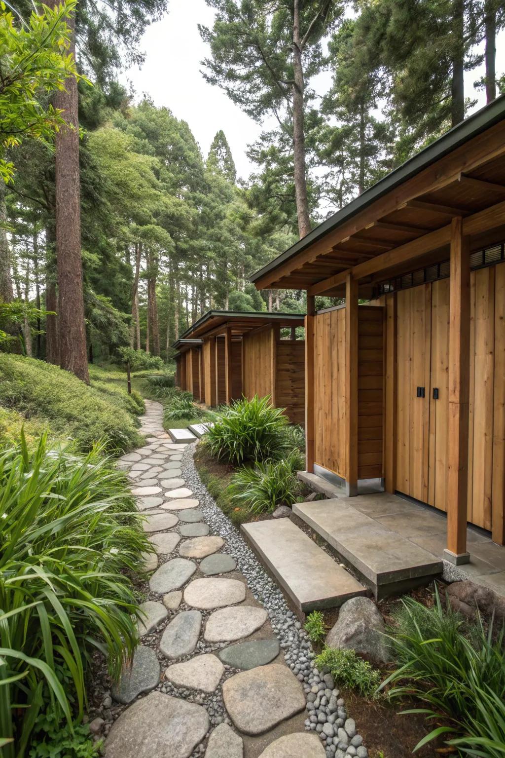 A restroom that becomes one with the surrounding landscape.