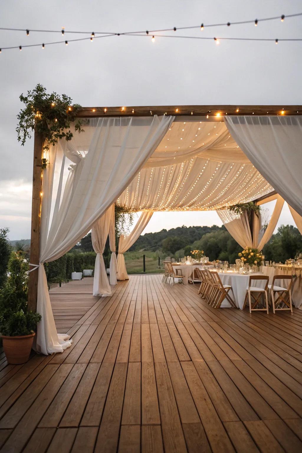Wooden decking introduces a hint of class to any outdoor occasion.