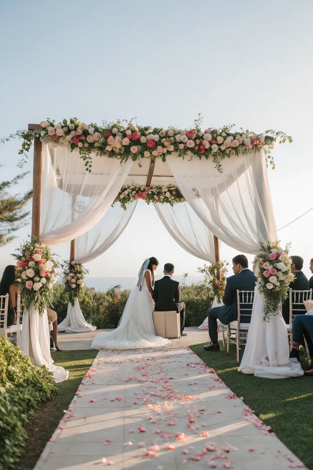 Conjure a fairytale setting with artful canopies and graceful drapes.