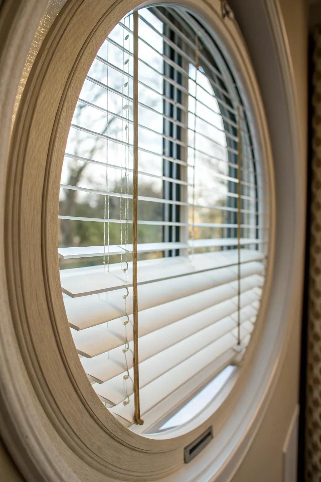 Custom-made blinds turn oval windows into stylish centerpieces.