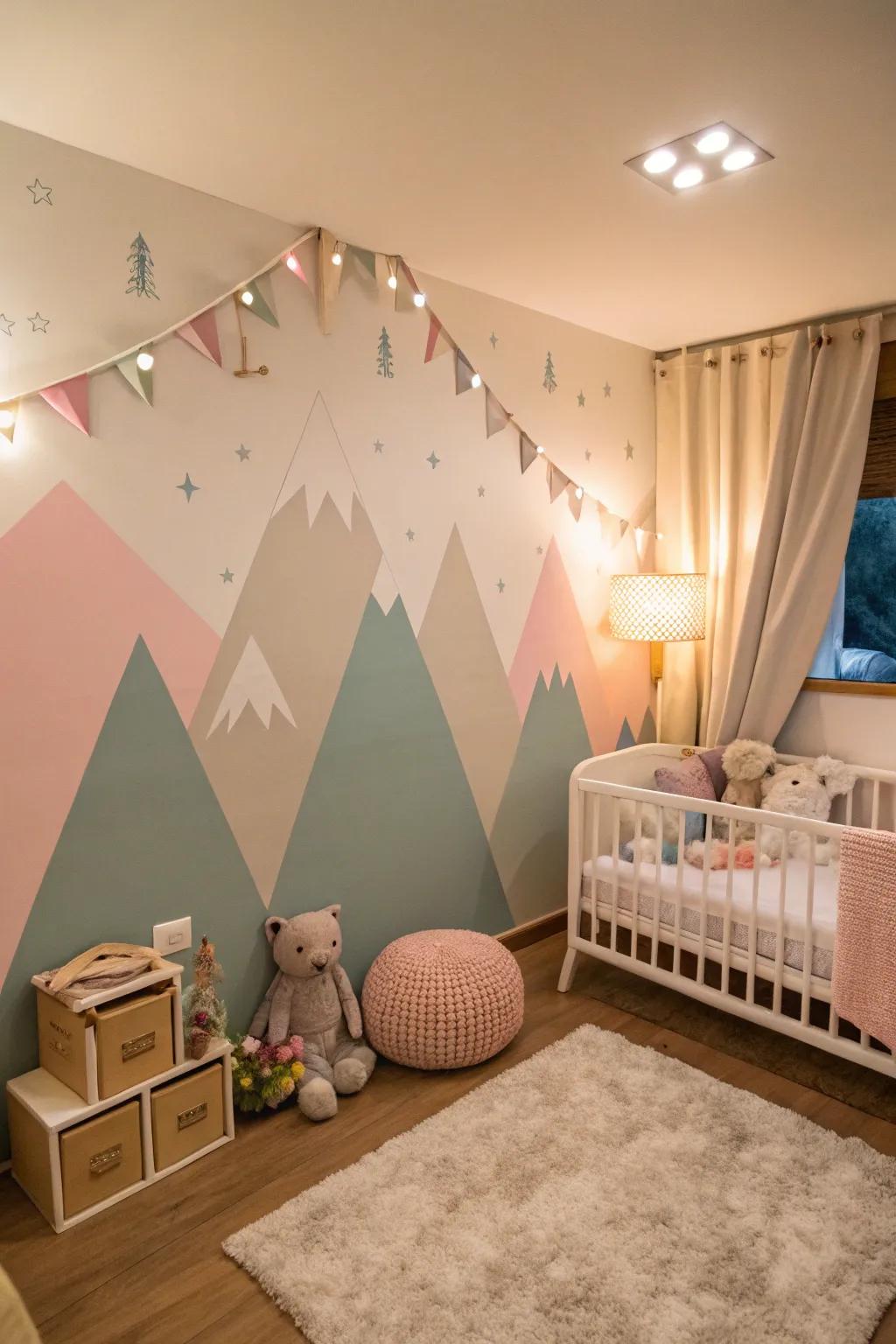 Geometric patterns introduce a lively and vibrant element to any baby's room.