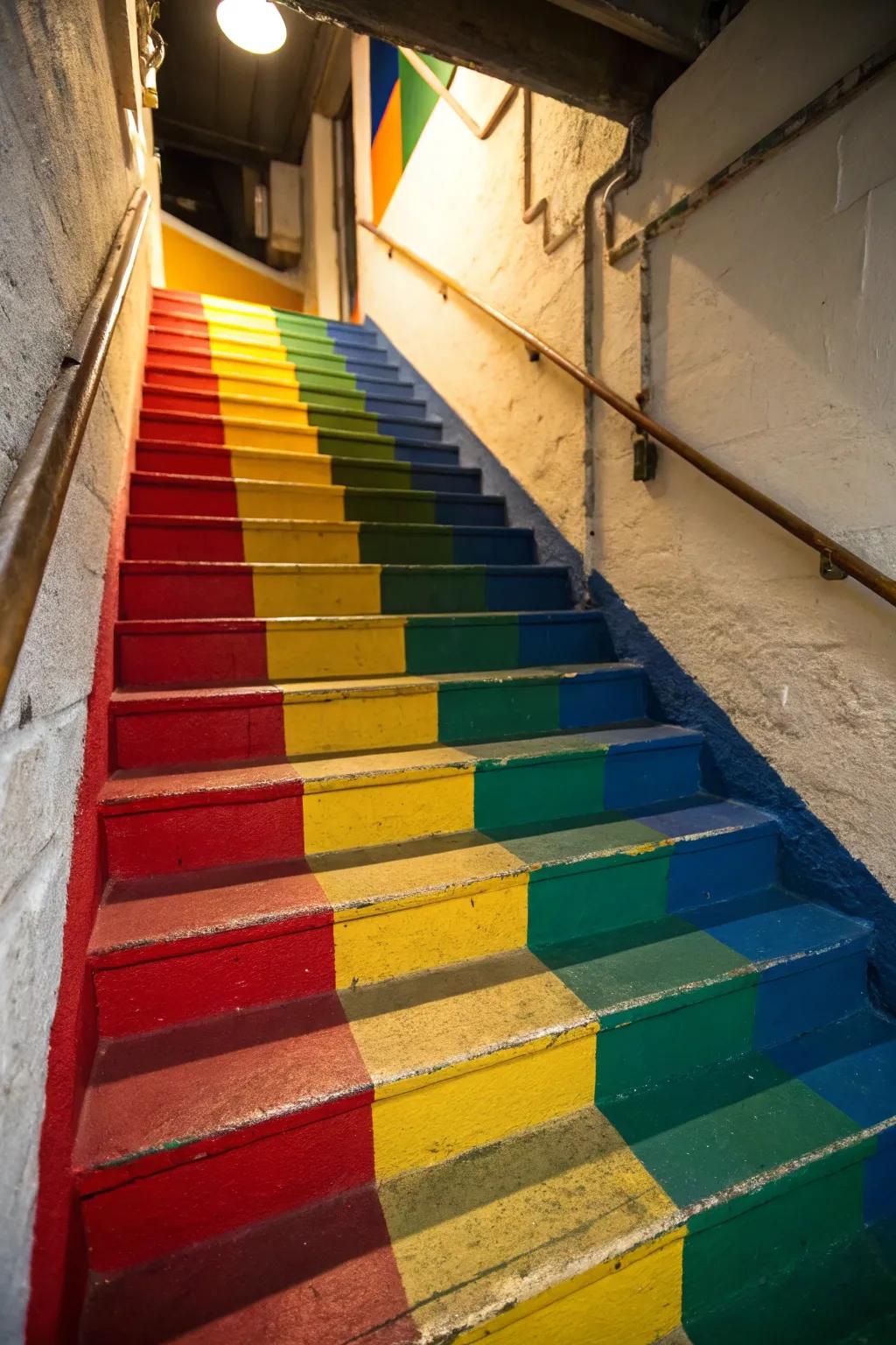 With vivid color sections, transform your stairs into a piece of modern art.