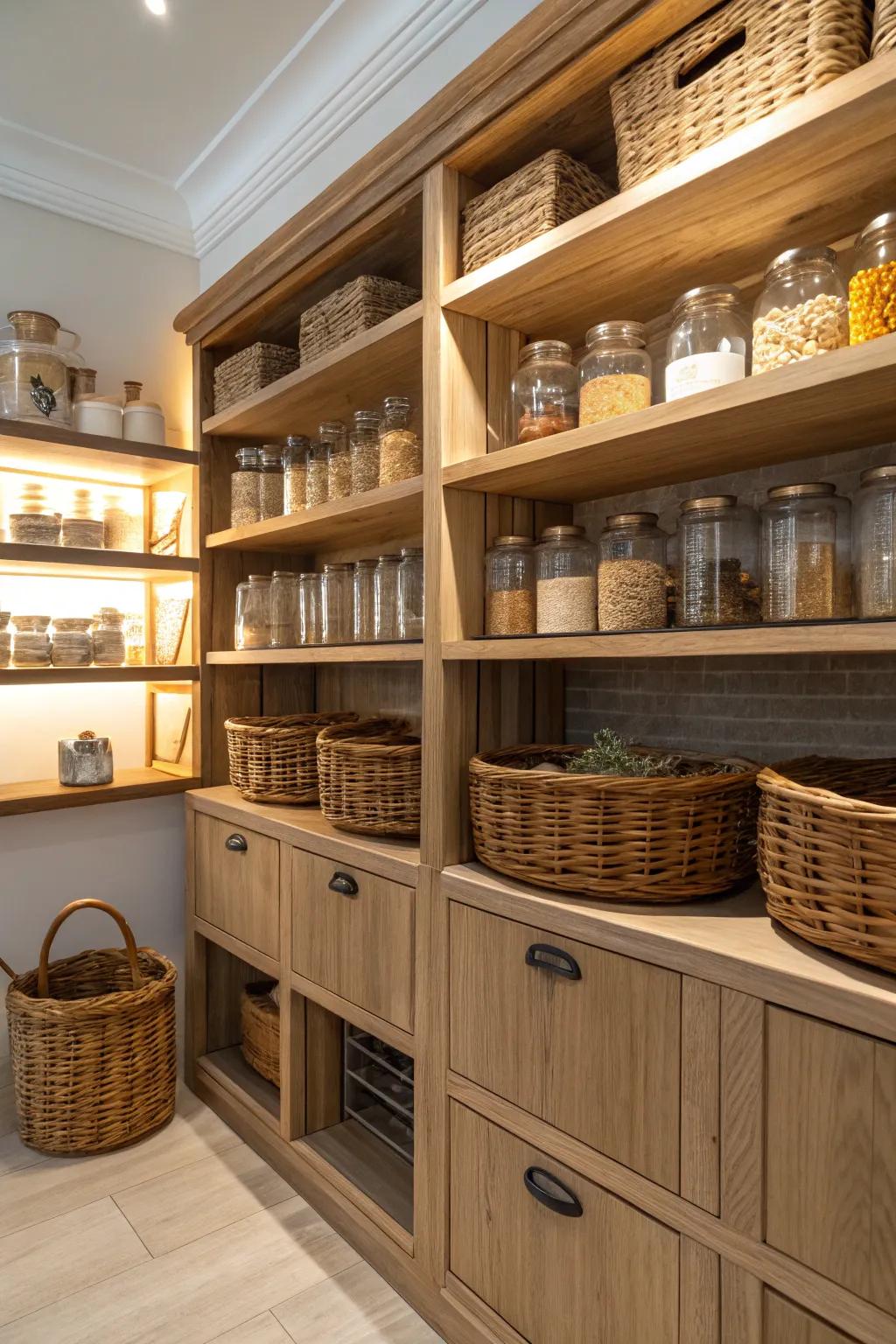 Open shelves combine practicality with aesthetic appeal.