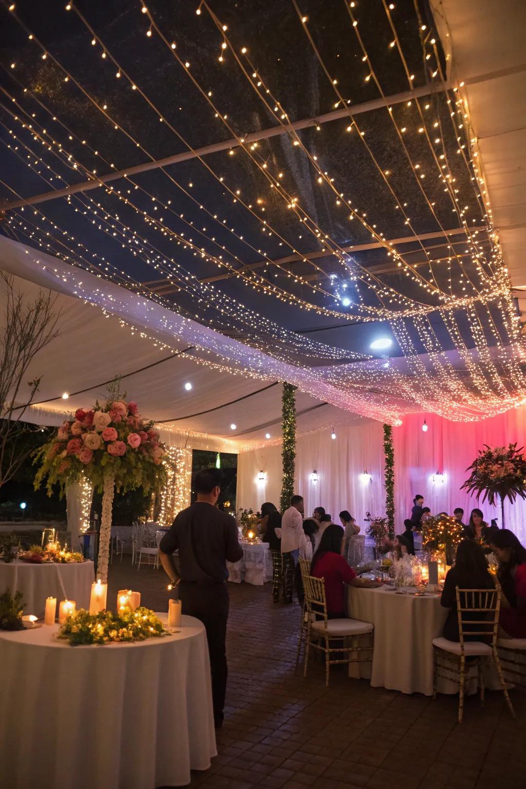 Suspend string lights for a truly enchanting party setting.