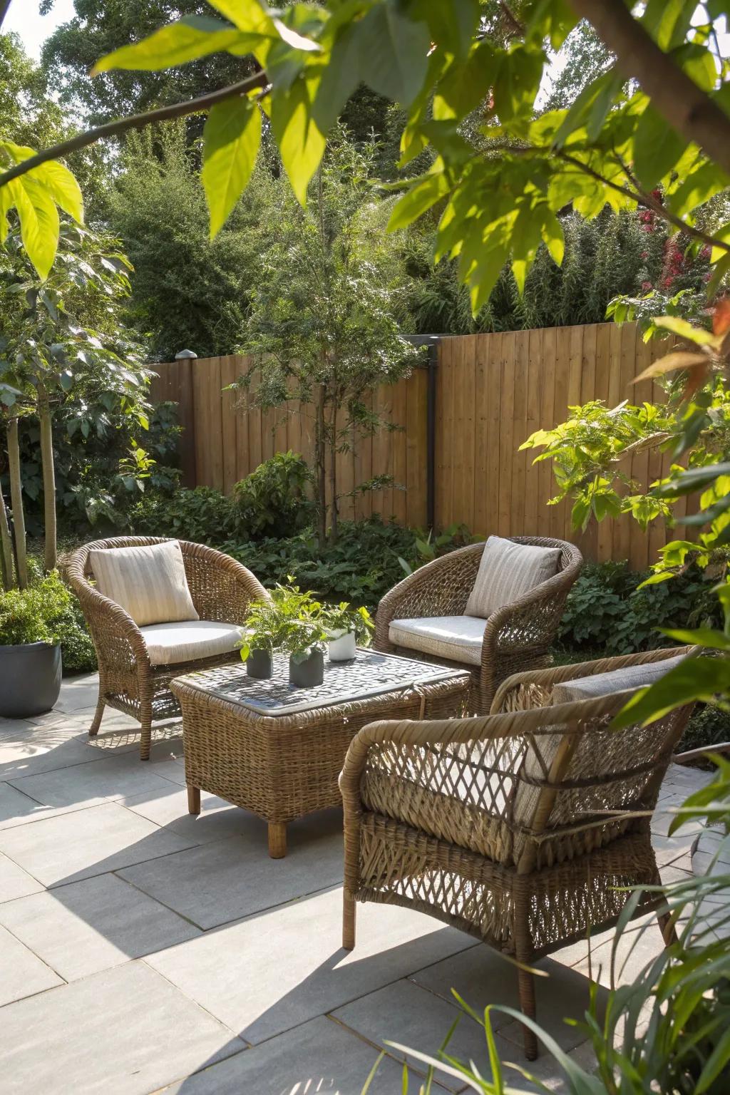 Nostalgic wicker introduces a retro yet contemporary sensation to your patio.