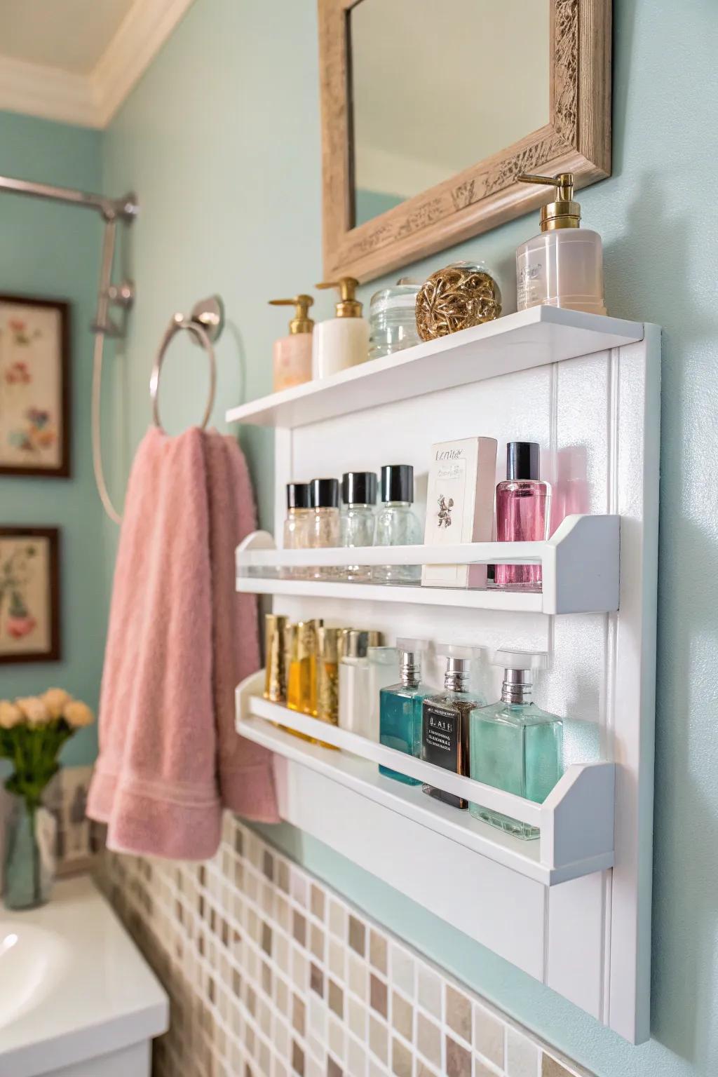 Ledge displays provide a refined means to exhibit your perfume assortment.