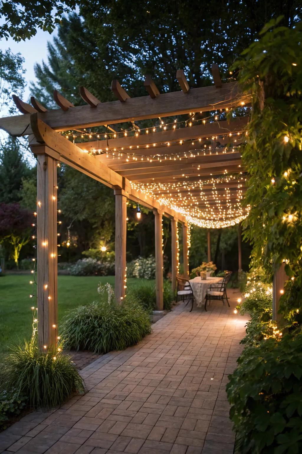 Twinkling lights create a captivating starlit effect.