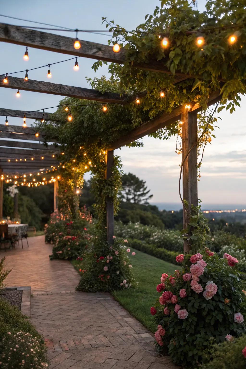 Dazzling lights add a touch of magic to any pergola.