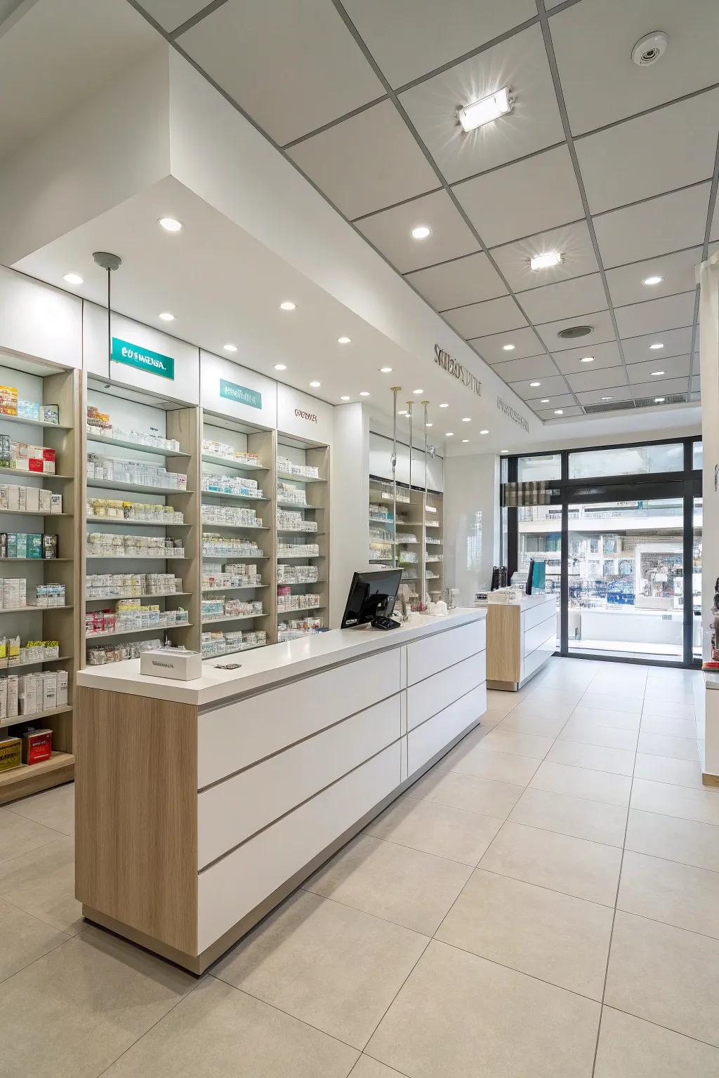 A dispensary embracing a modern and minimalist aesthetic
