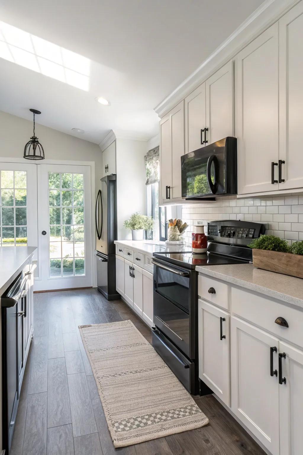 A traditional charcoal and white kitchen design that remains eternally stylish.