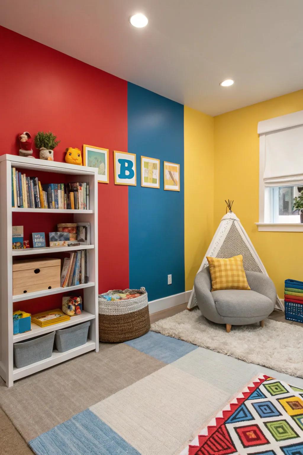 Color divisions can specify playful areas and enrich visual appeal.