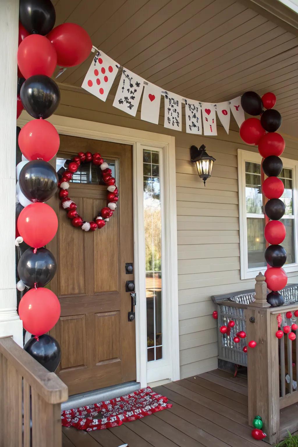Make a memorable entrance with balloons and playing cards to set the tone from the get-go.