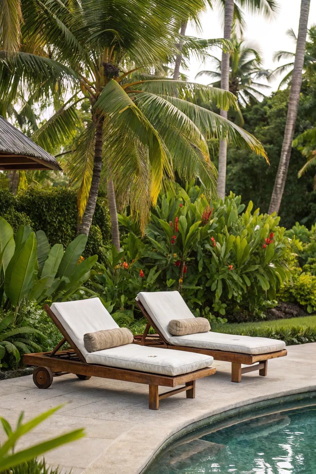 Loungers perfectly embody poolside relaxation.
