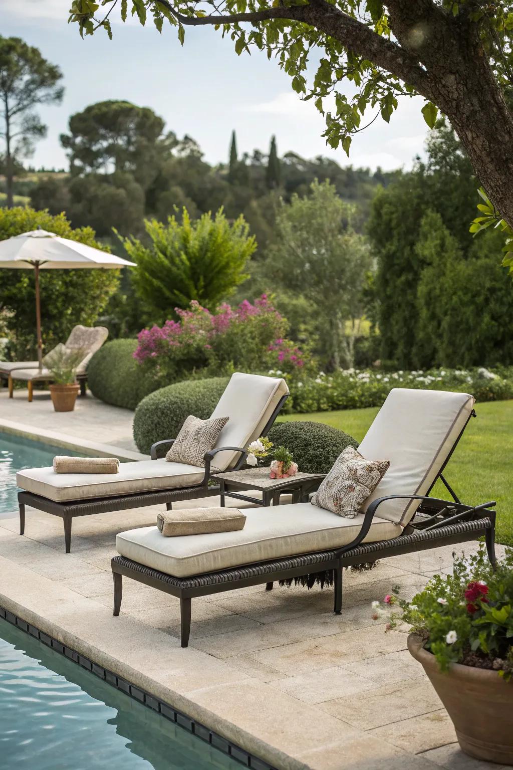 Achieve a resort-like atmosphere with inviting lounge seating perfect for sun-soaked days.