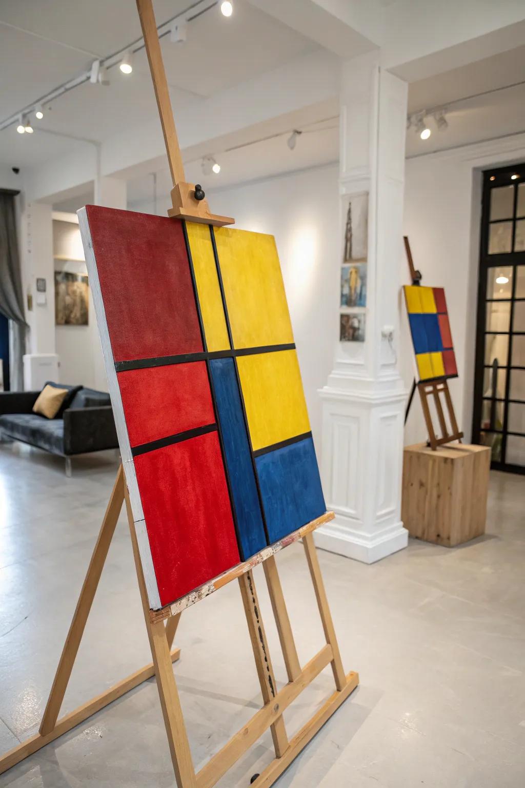 A canvas showcasing striking blocks of color, prepared for a pop art transformation.