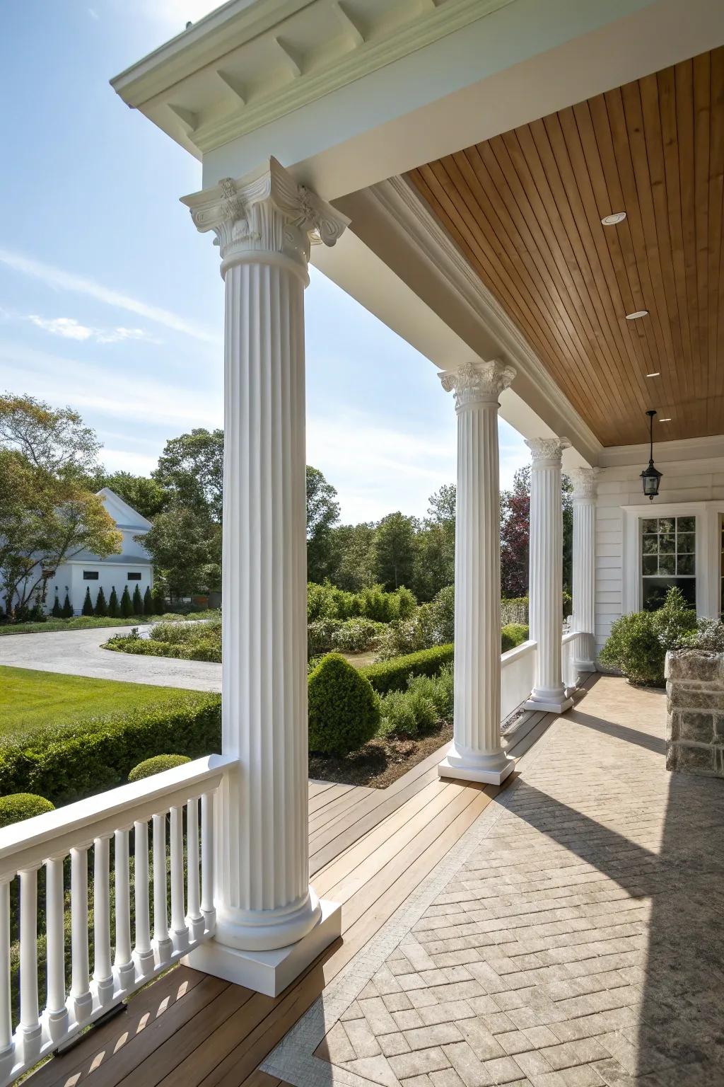 Elegant column accents bring classic charm to any porch.