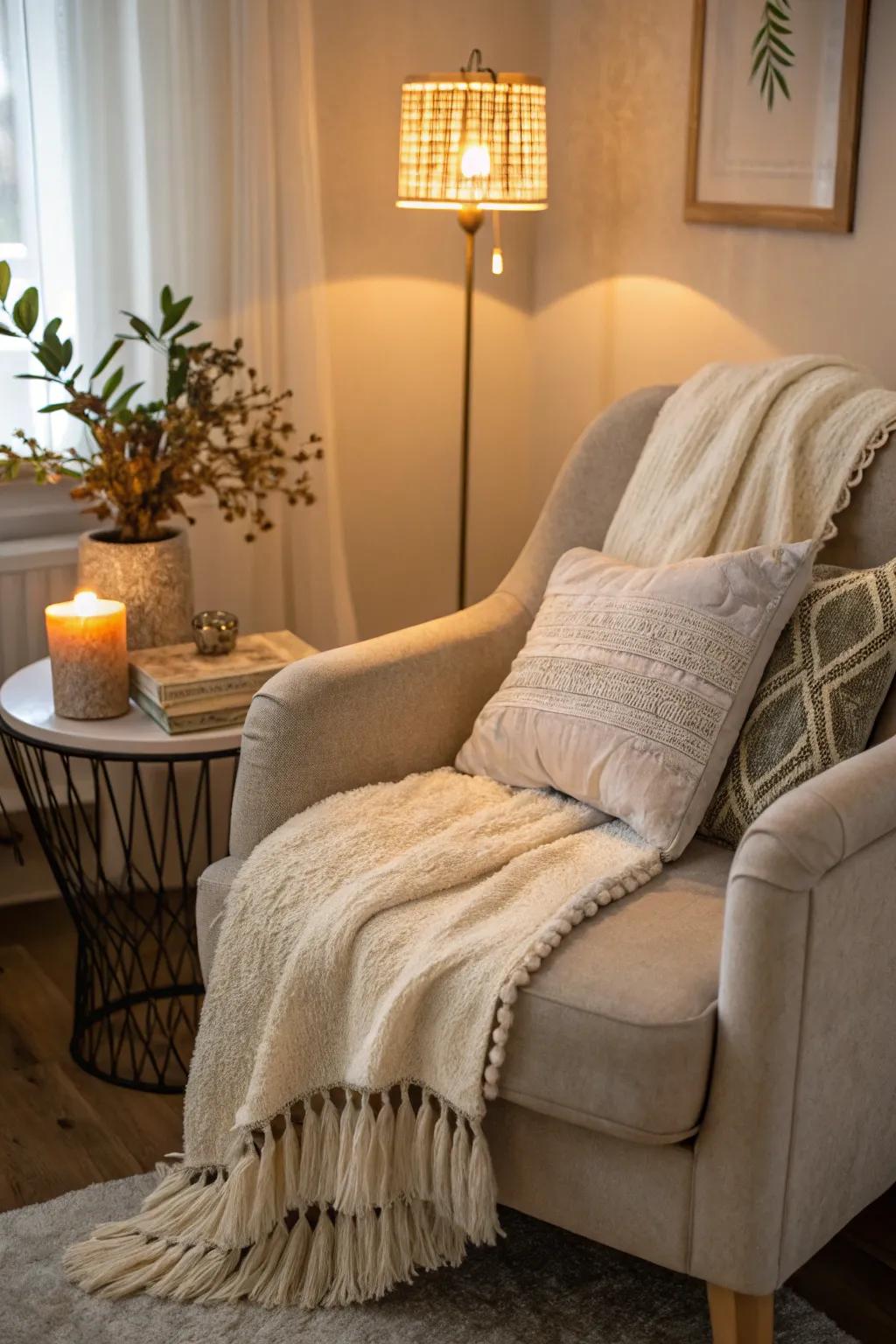 Create your own cozy corner for quiet prayer and reflection.