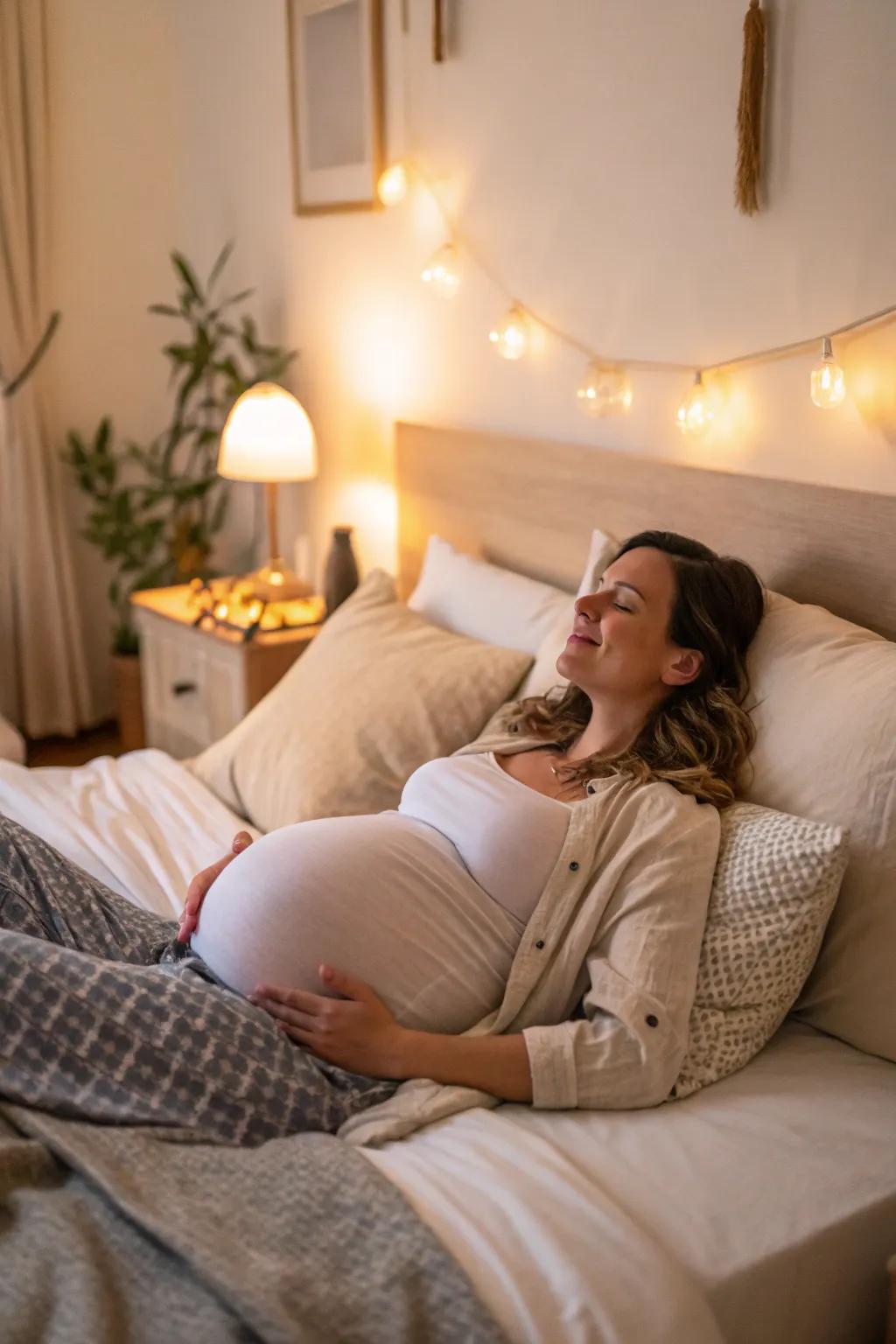 Enjoy the calmness of your bedroom for an intimate maternity photoshoot.