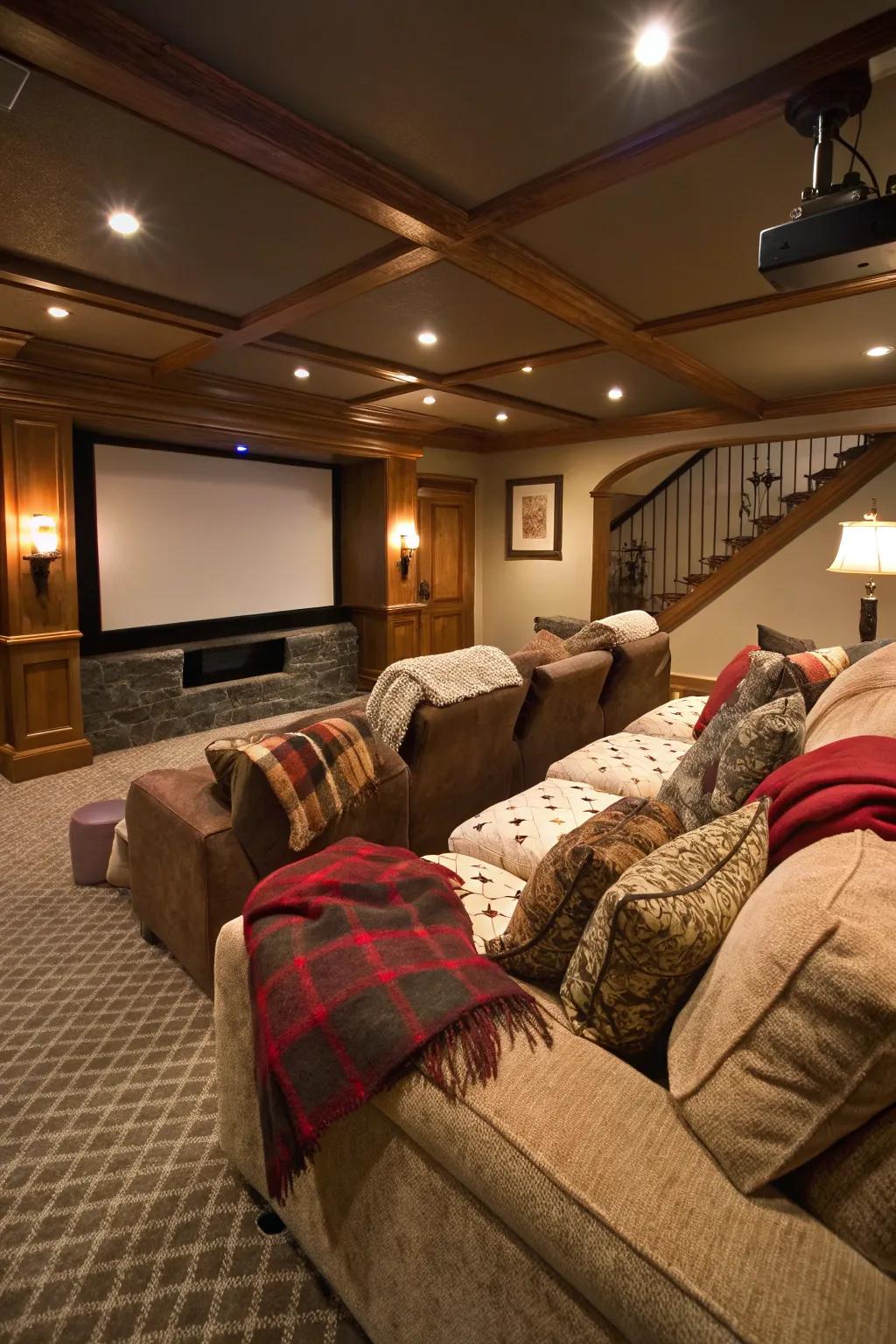 Having comfy seating is very important when creating the best projector room.