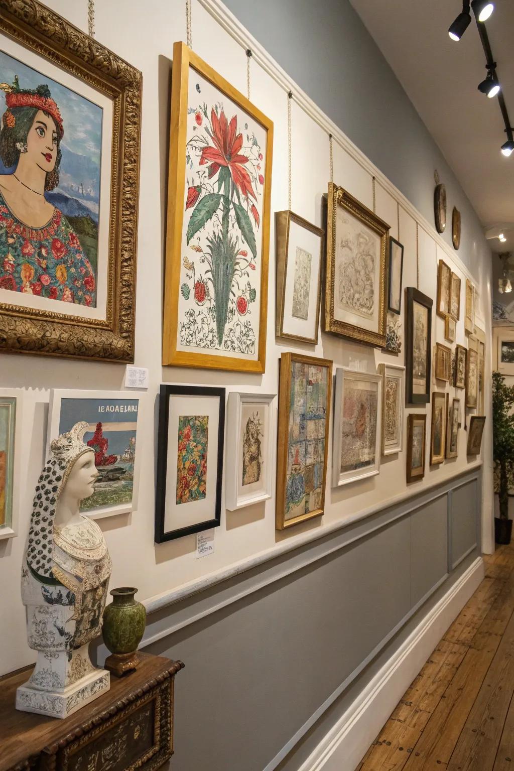 A funky picture showcase featuring diverse artwork.