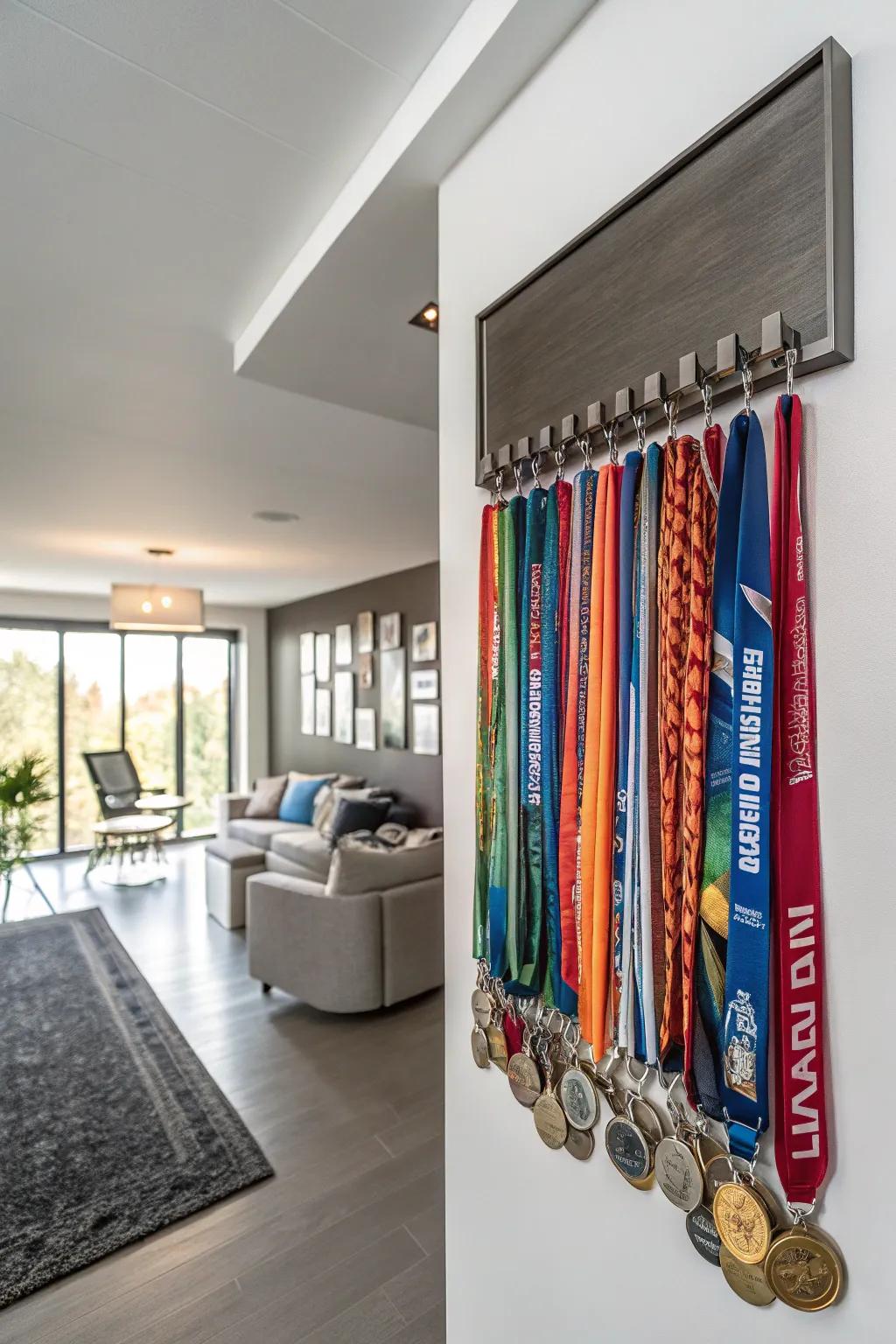 A wall-mounted display transforming an ordinary wall into a vibrant celebration of success.