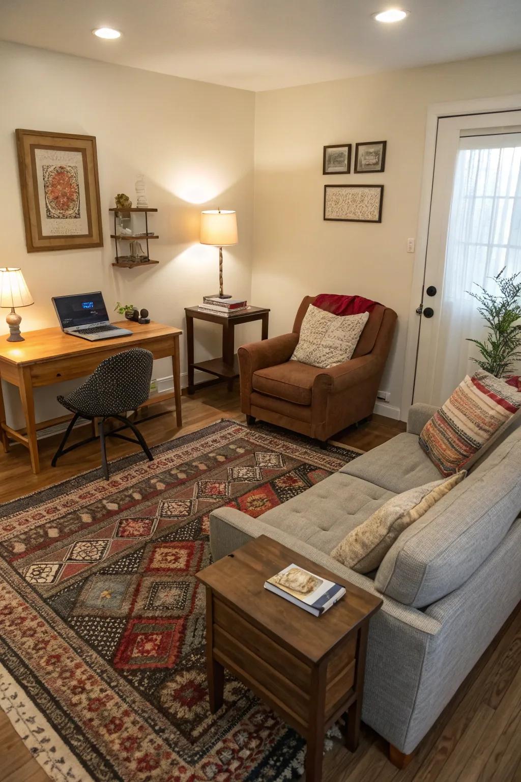 Clever zoning converts a single area into a multi-functional setting.