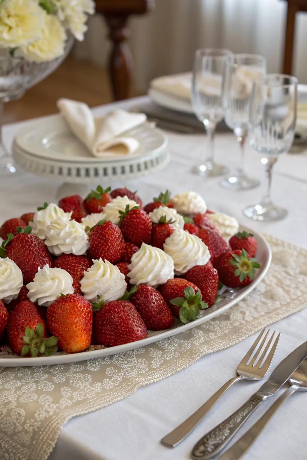 Strawberries and cream bring polish to any sweet spread.