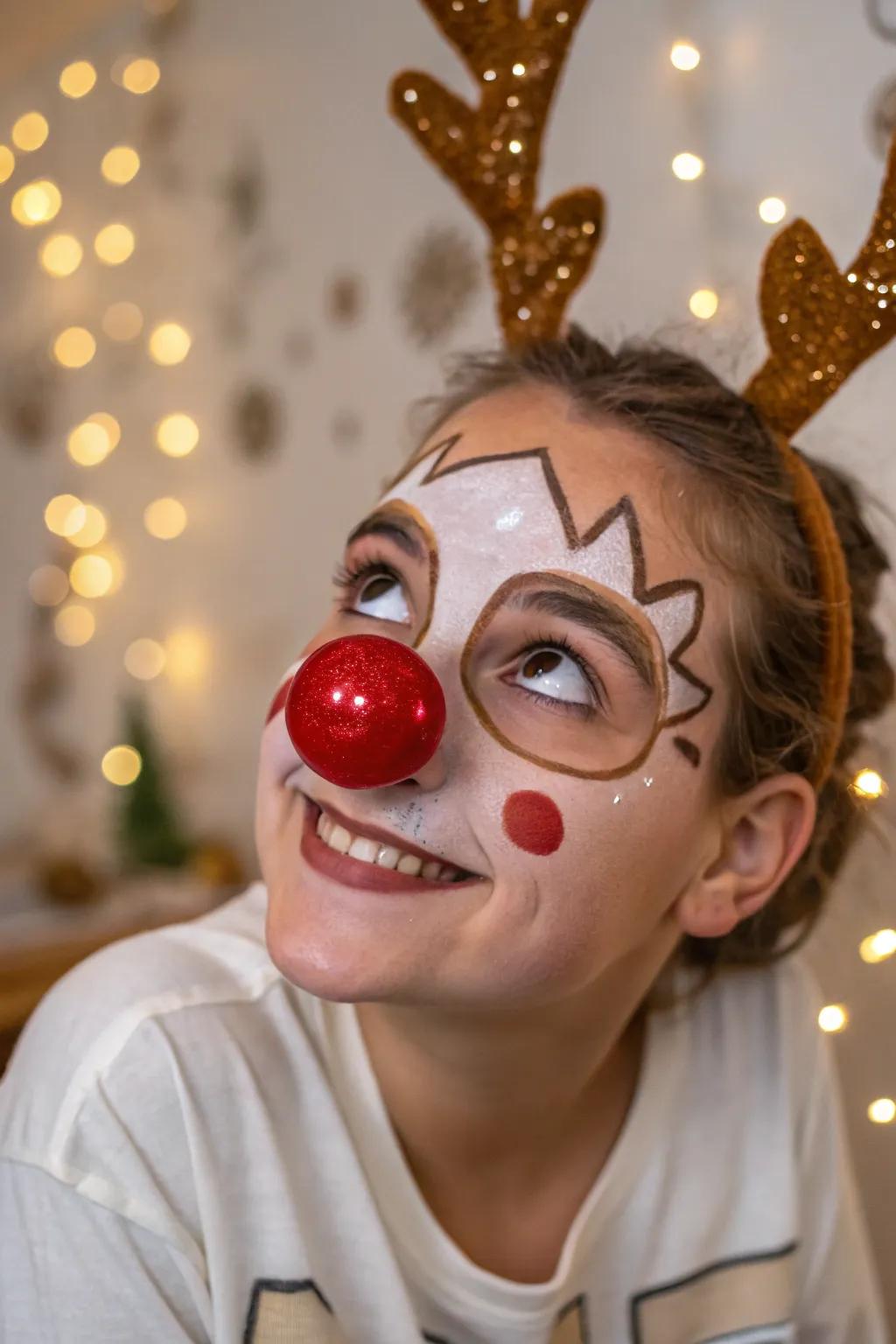 Rudolph's recognizable red nose revived with graceful shimmering accents.