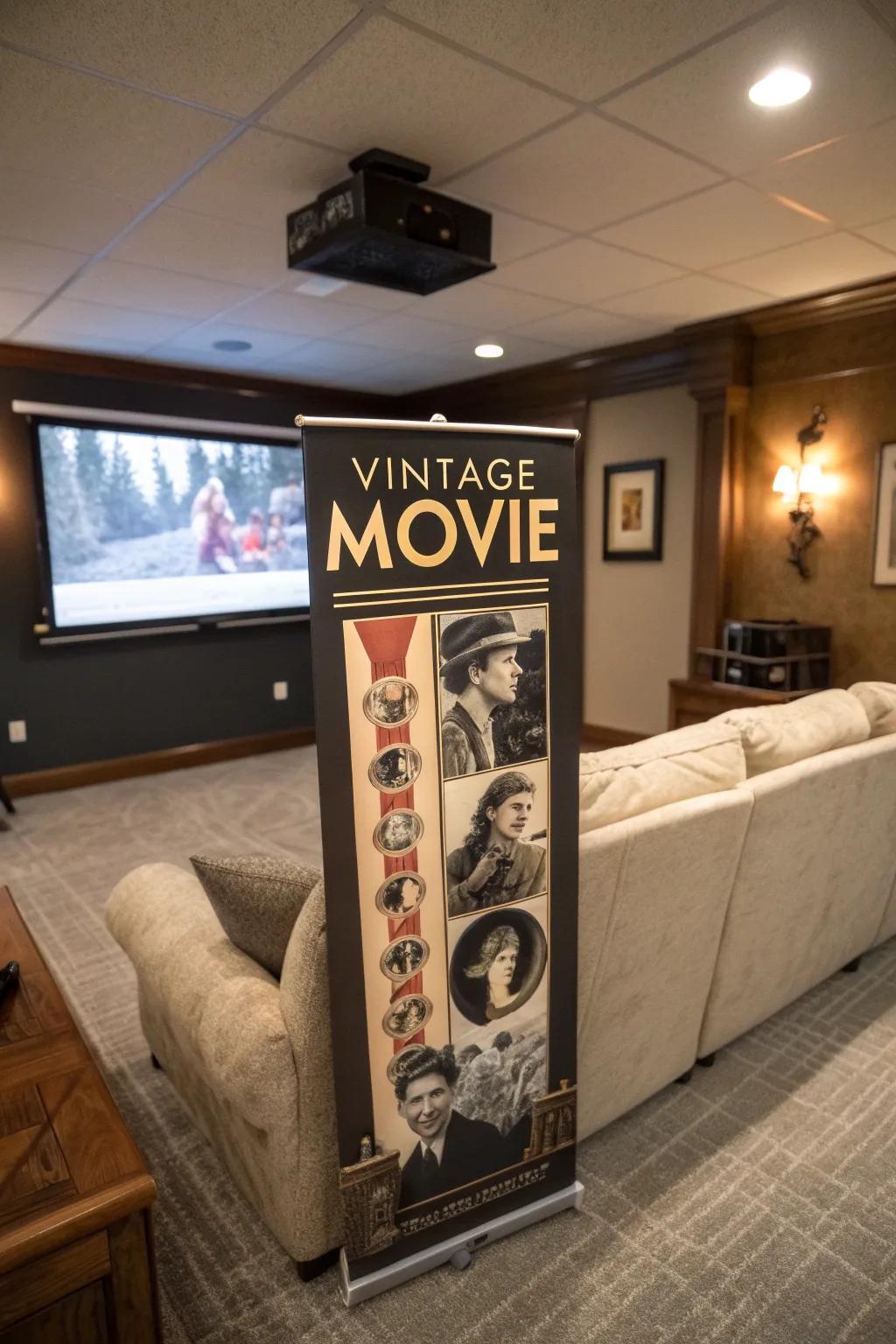 With a freestanding display themed around movies, you can create a cinematic ambiance.