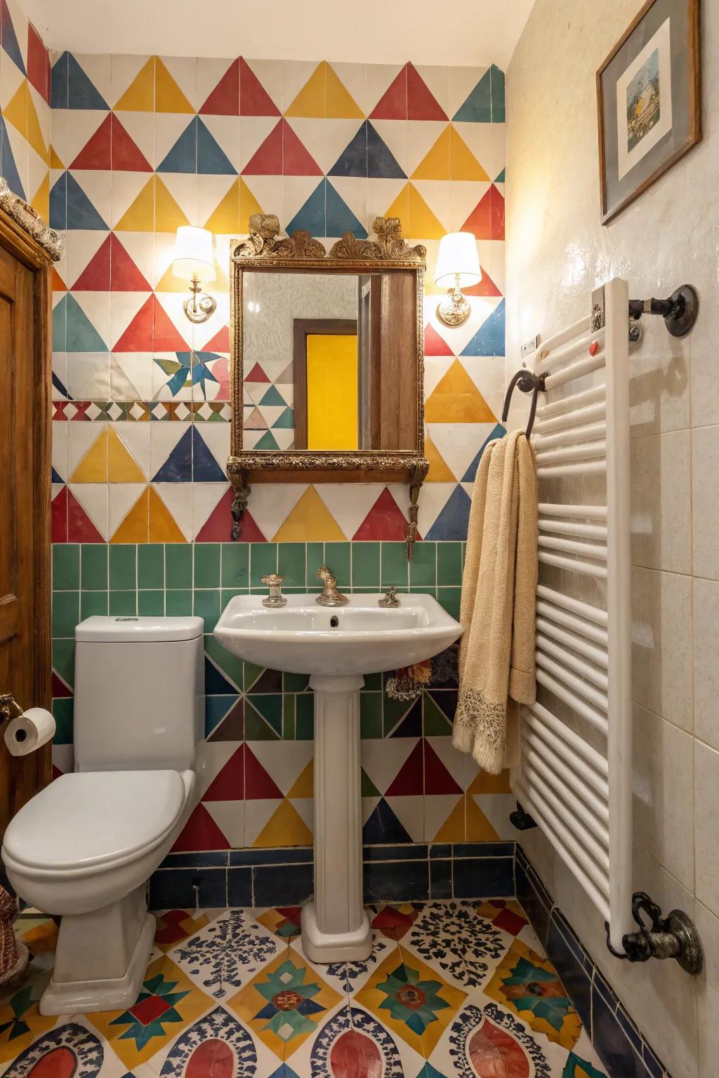 Bright and bold, colorful tiles bring retro charm to life.