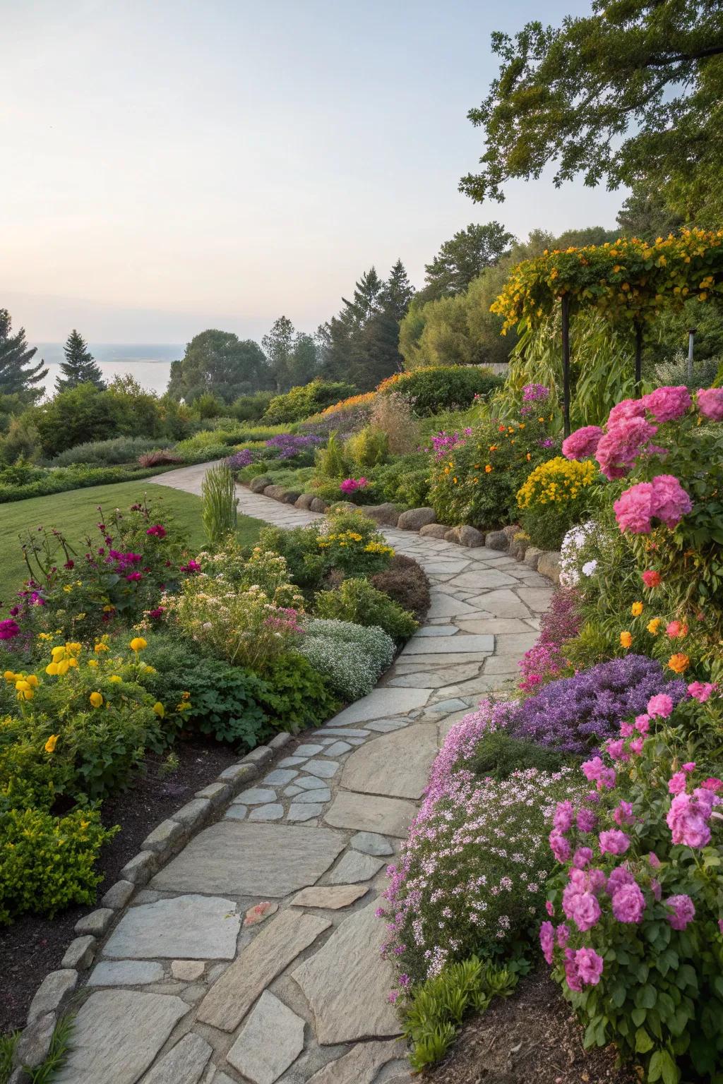 Elegant curves invite you into a floral paradise.