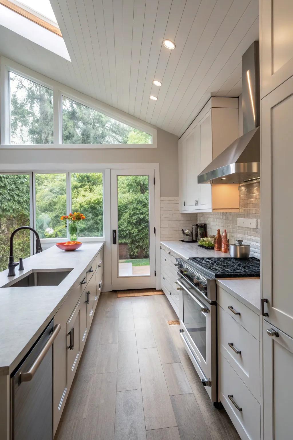 A kitchen expansion provides a spacious and appealing cooking area.