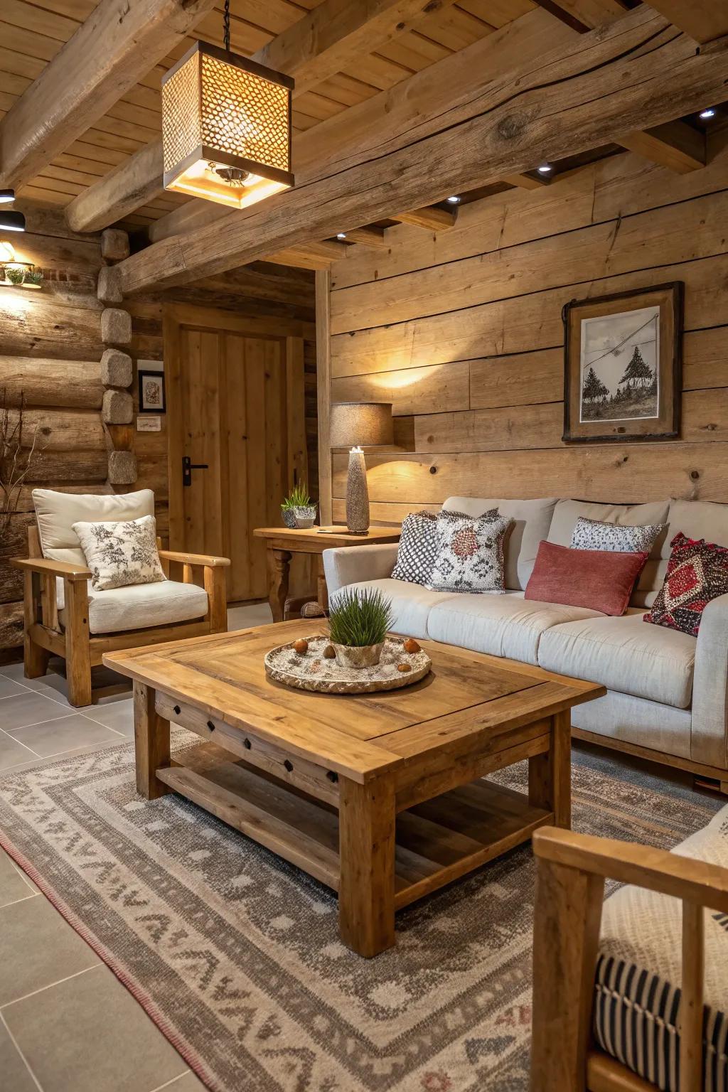 Furniture made from natural wood enriches any rustic living area with its cozy and genuine feel.