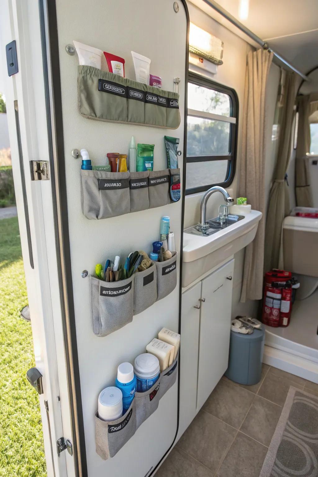 Take full advantage of area with wall-mounted organizers.