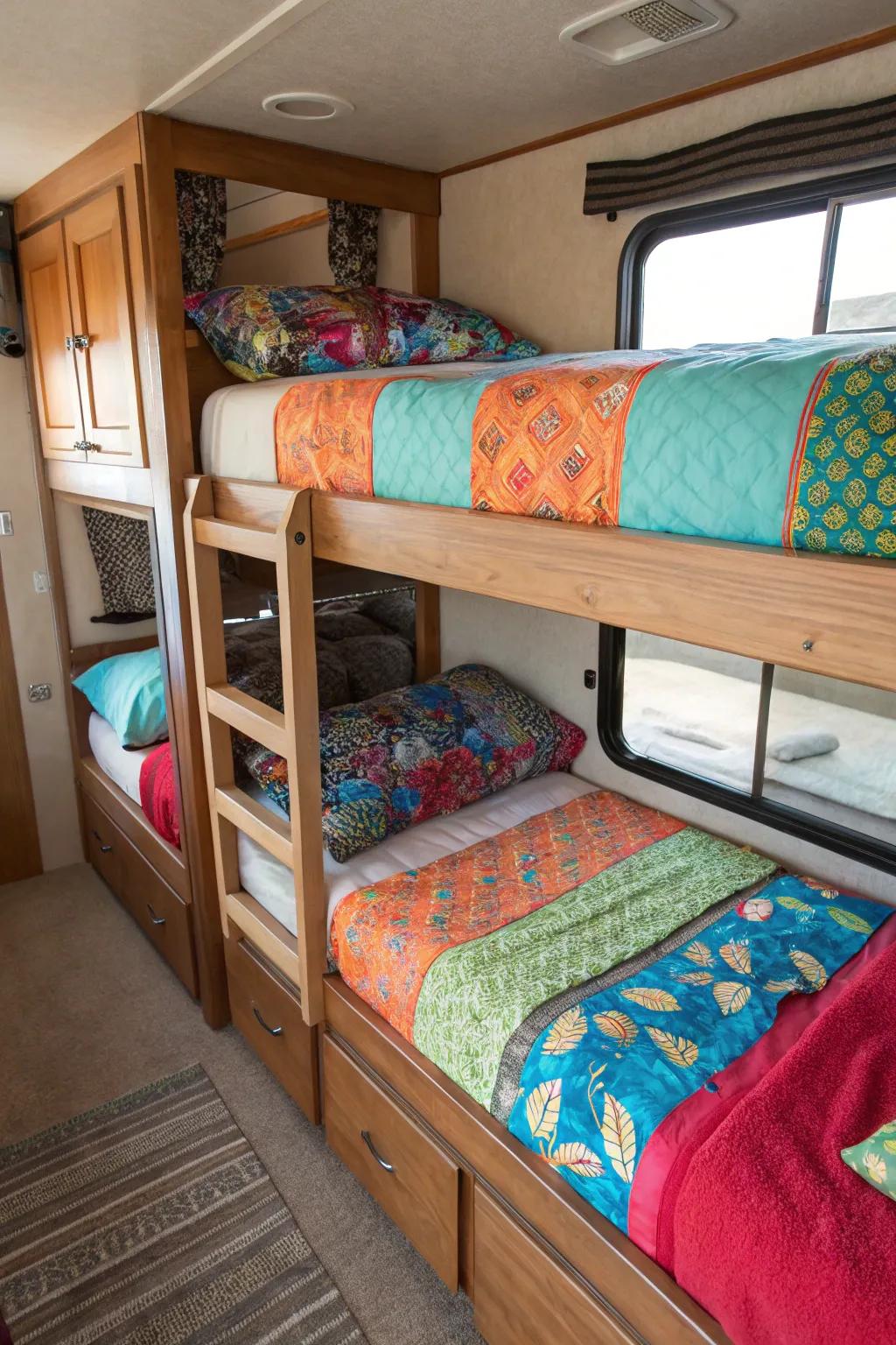 Get the most out of your RV's height with elegant sleeping berths.