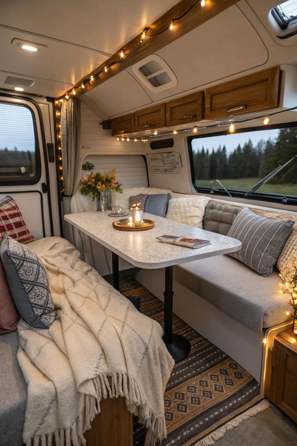 Convertible tables bring unparalleled versatility to your RV setup.