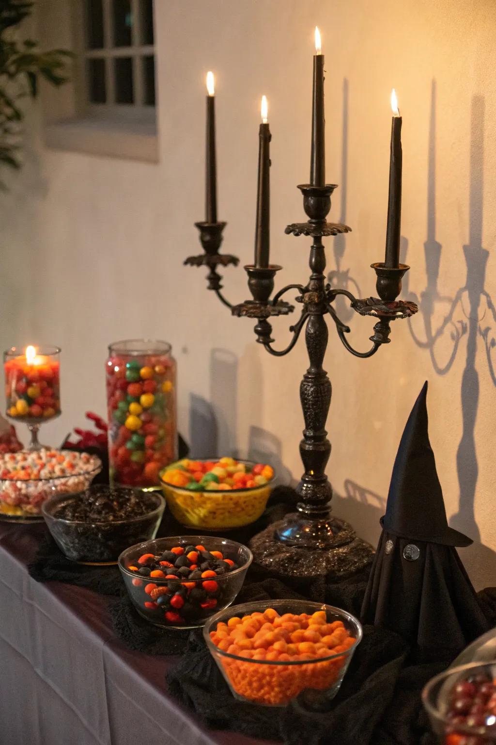 The quintessential shadowy setting with holders and simulated illumination.