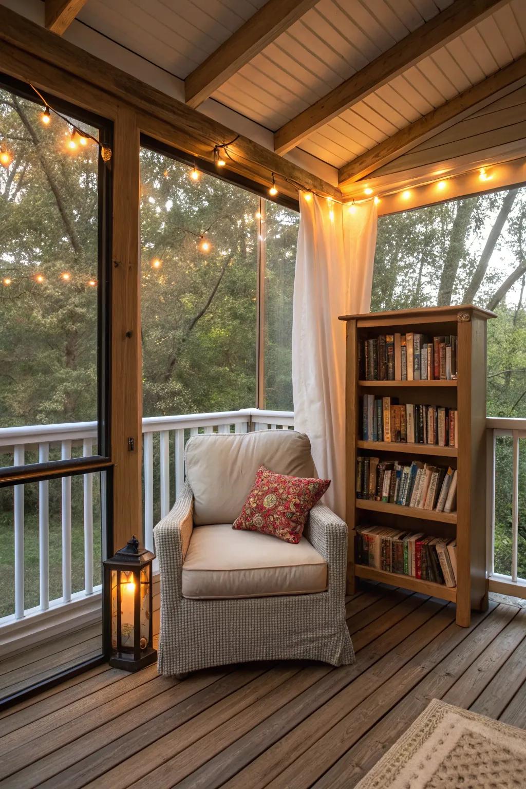 A serene reading nook ideal for book enthusiasts.
