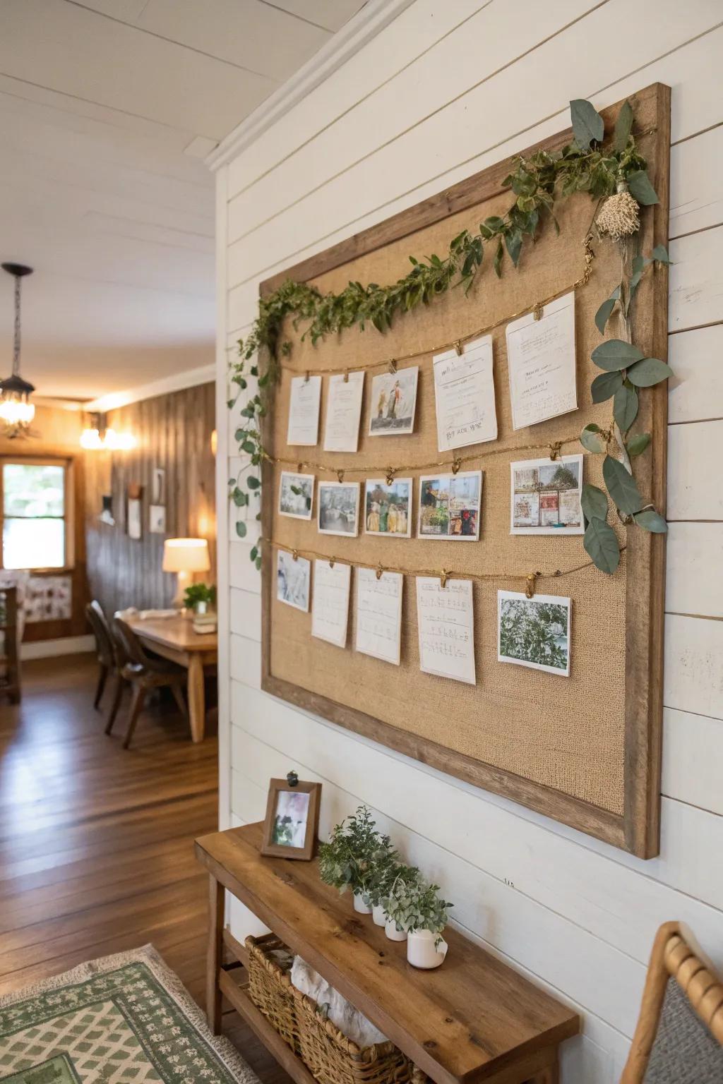 Bring out the country house style with this timber cladding notice board.
