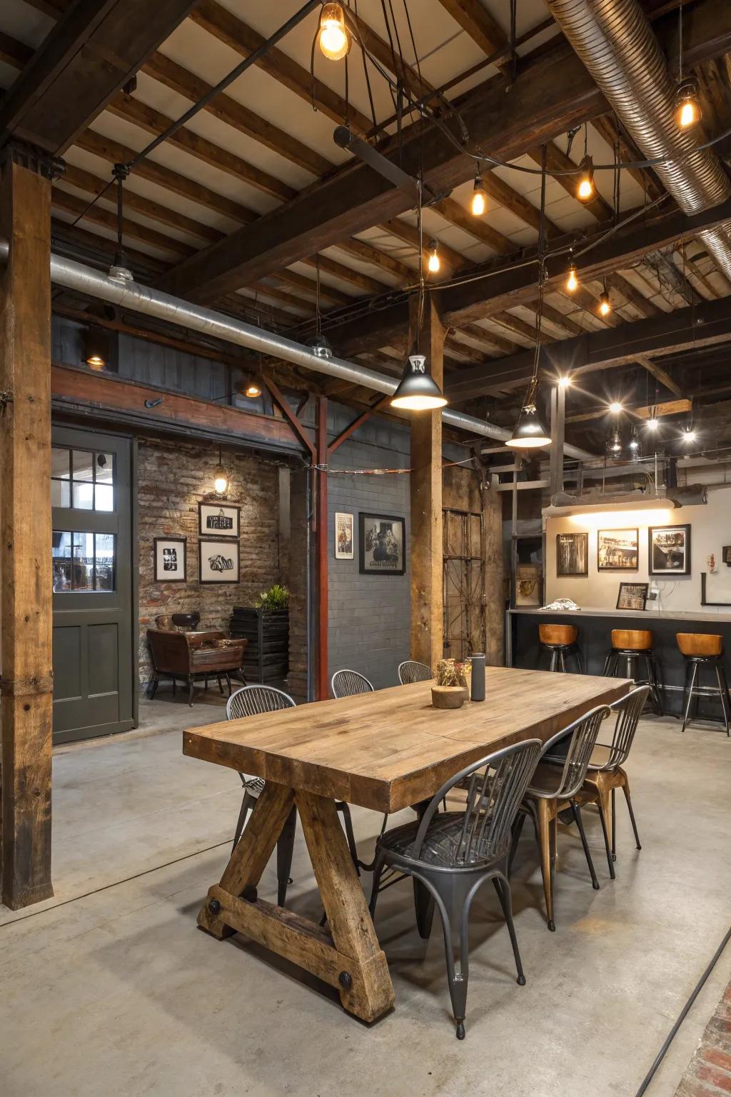 Industrial features give your area a robust and rugged charm.