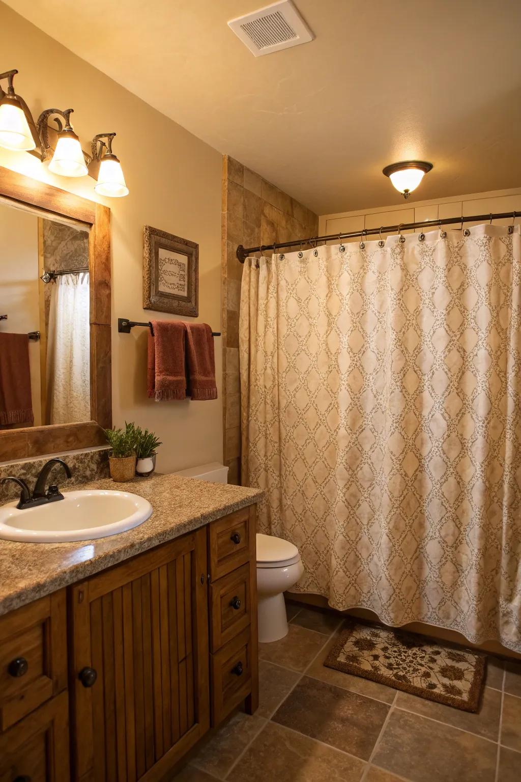 Textured materials lend warmth and depth to your bathroom.