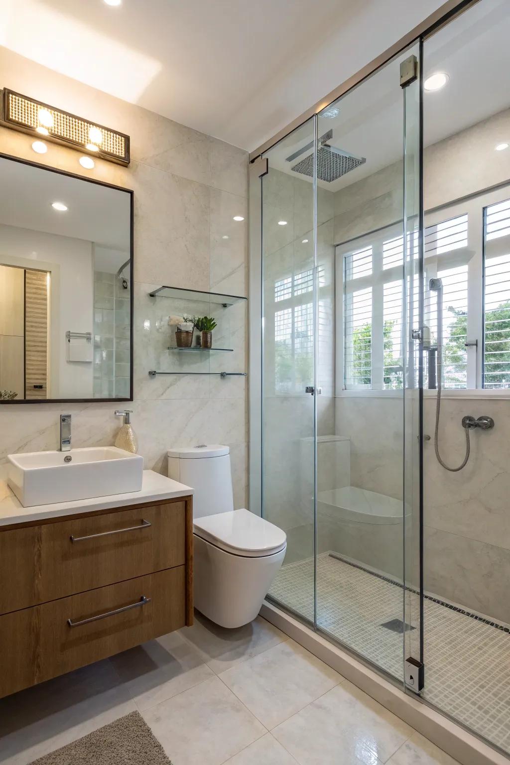 A glass enclosure maximizes the area, introducing sophistication and practicality.