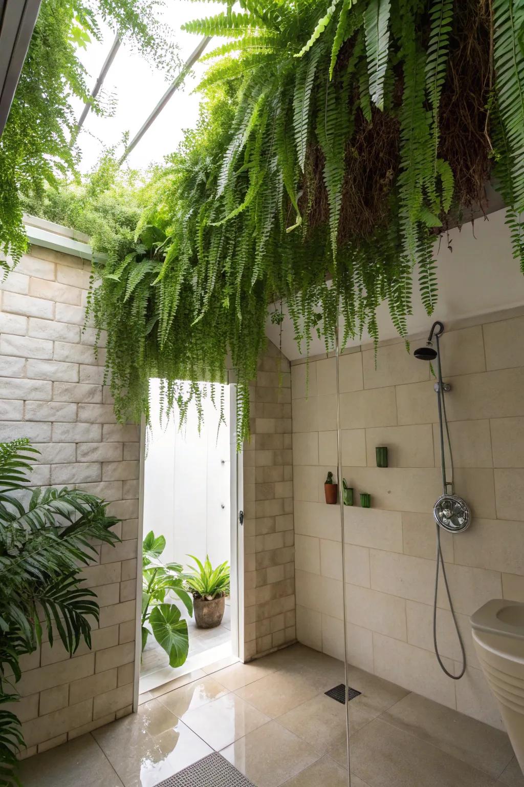Imagine a frond canopy for an exquisite shower ambiance.